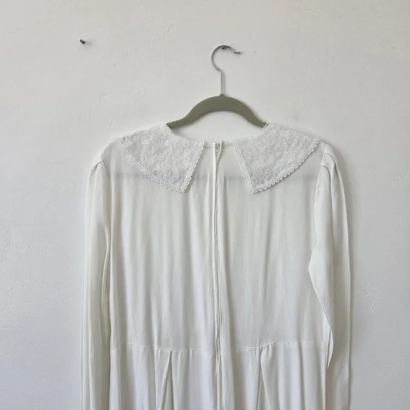 Handmade White Maxi Dress Lace Church Modest Temple Boho Grandmacore Large - Picture 8 of 8